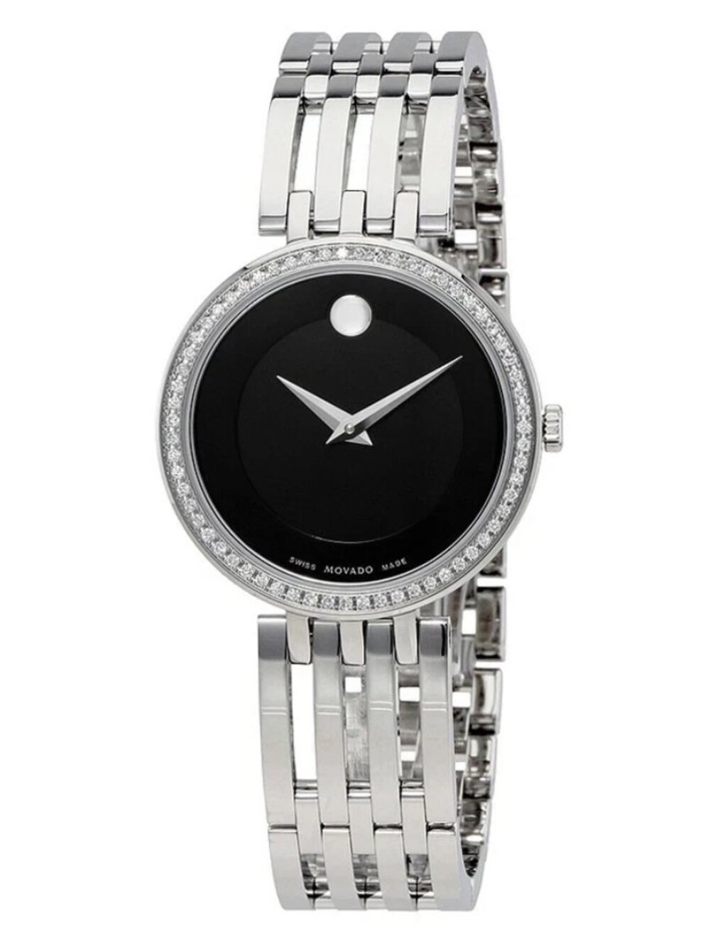 Movado Esperanza Black Dial Womens Watch 607052 Stainless Steel Swiss Quartz
